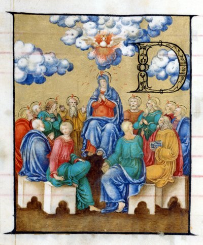 Pentecost - Descent of the Holy Spirit (Miniature from a 15th Century) by Unknown artist