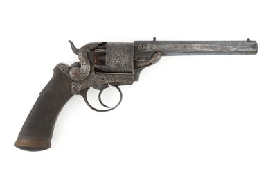 Percussion side-hammer revolver, possibly .38 inch calibre, c.1860s by Unknown artist