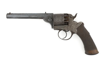 Percussion side-hammer revolver, possibly .38 inch calibre, c.1860s by Unknown artist