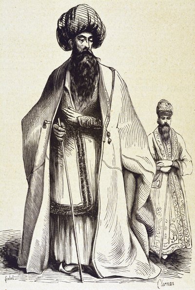 Persia (c19th). Mollach and emcee. Engraving. Private Collection by Unknown artist