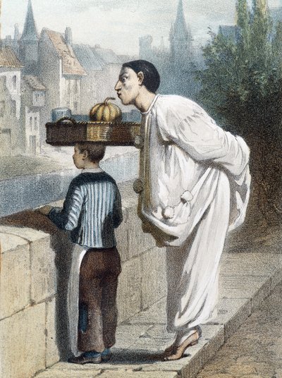 Pierrot smells a fruit by Unknown artist