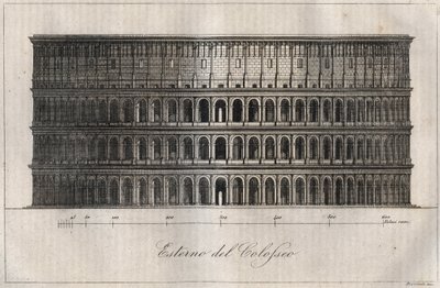 Exterior of the Coliseum in Rome - engraving from 