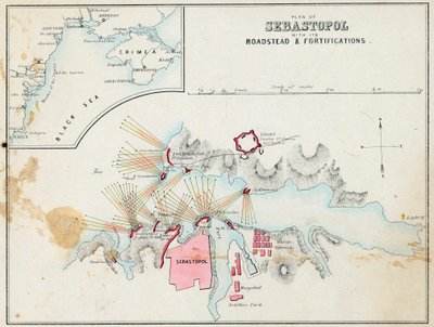 Plan of Sebastopol with Fortifications and Ramparts, Crimea by Unknown