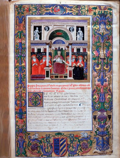 Pope Clement IV delivering a papal bull of privileges to the Dominican friars by Unknown artist