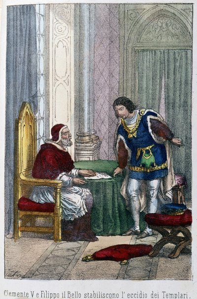 Pope Clement V and Philip IV the Bel, King of France, Decided to Eliminate the Templars by Unknown artist