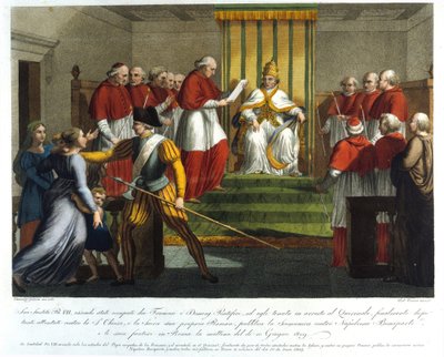 Pope Pius VII Excommunicating Napoleon Bonaparte on 10 June 1809 (Engraving, 19th Century) by Unknown artist