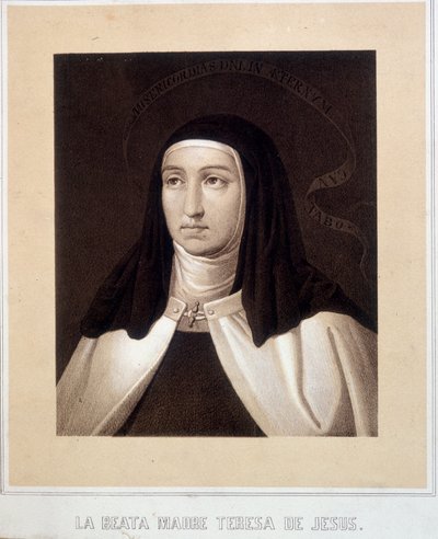 Portrait in bust of Saint Therese of Jesus (or Saint Therese of Avila), engraving by Unknown artist
