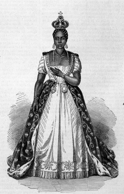 Portrait of Adelina Leveque Soulouque wife of Faustin I, Emperor of Haiti from 1847 to 1859 Engraving from 1856 by Unknown artist