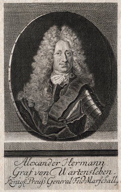 Portrait of Alexander Hermann Graf von Wartensleben (1650-1734) officer in the armies of various German states - engraving by Unknown artist