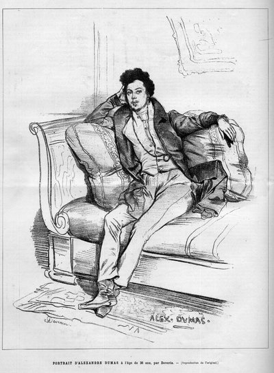 Portrait of Alexandre Dumas Jr. (1824-1895) French Writer at the Age of 26. Engraving in Le Monde Illustre by Unknown artist
