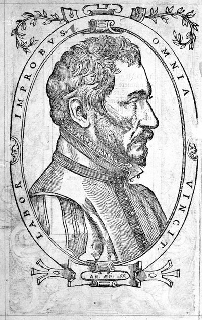 Portrait of Ambroise Pare, French Physician and Surgeon (1509-1590) Engraving of the 16th Century by Unknown artist