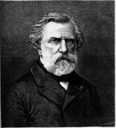 Portrait of Ambroise Thomas, French composer. Engraving in 