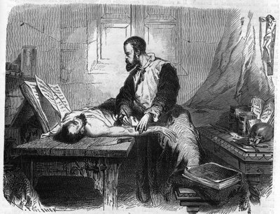 Portrait of André Vésale (1514-1564), Dutch anatomist (In Latin: Andrea Vesalius, Dutch: Andries Van Wesel). Engraving from 1866. by Unknown artist