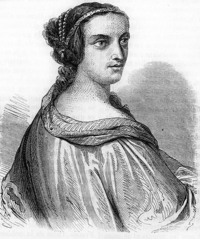 Portrait of Anne de Beaujeu, Anne of France (1462-1522), Duchess of Bourbon, daughter of Louis XI. Engraving of the 19th century by Unknown artist