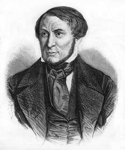 Portrait of Auguste Barbier (1805-1882), French writer. Engraving of 1870 by Unknown artist