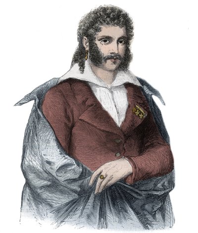 Portrait of Bartolomeo Count Bergami Italian lover of Caroline, wife of King George IV of Great Britain - Engraving by Unknown artist