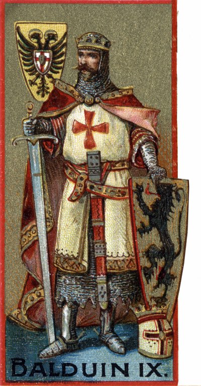 Portrait of Baldwin IX, Emperor of Constantinople from 1204 to 1205. Chromo of the late 19th century by Unknown artist