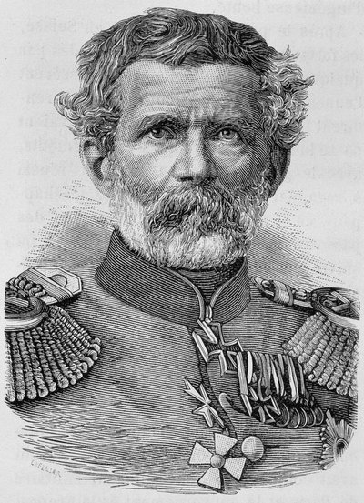 Portrait of Baron von Manteuffel. Engraving in 