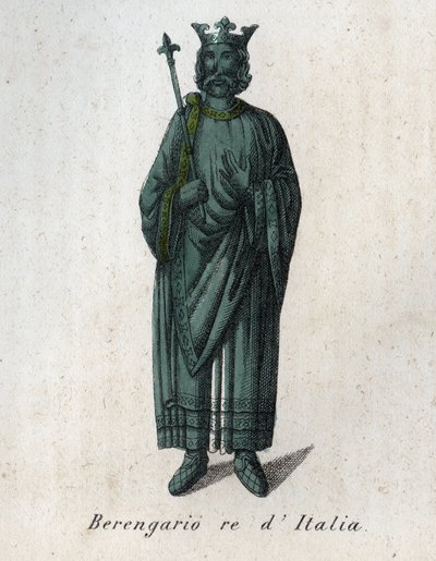 Portrait of Berengar II King of Italy (900-966) - Engraving from 