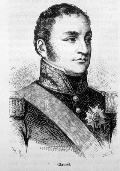 Portrait of Bertrand Clausel (or Clauzel) (1772 - 1842). Engraving of the end of the 19th century in 