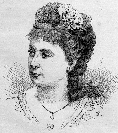 Portrait of Blanche Baretta, French comedian, member of the Comedie Francaise from 1875 to 1901. Engraving in Le Monde Illustré n°1168 of 16 August 1879 by Unknown artist