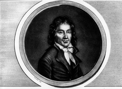 Portrait of Camille Desmoulins (1760-1794), depute of Paris. Engraving in 