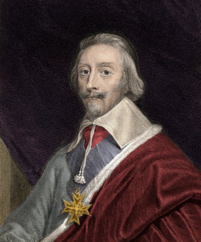 Portrait of Cardinal Richelieu carrying the cross of the Order of the Holy Spirit (engraving) by Unknown artist