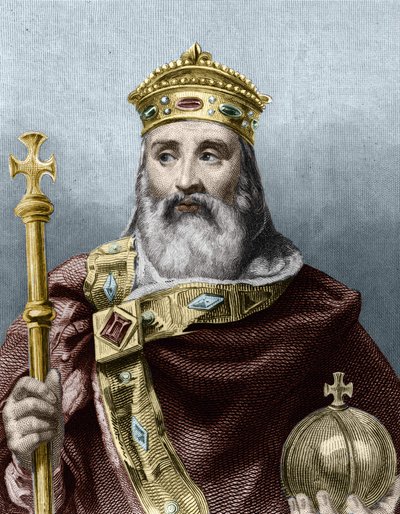Portrait of Charlemagne (742 - 814), King of France - in Histoire des Français by Lavallée, engraving, sd. by Unknown artist