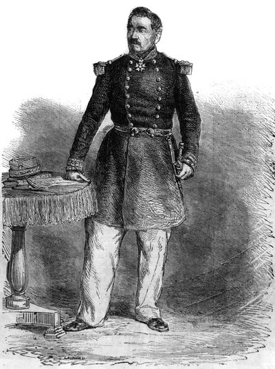 Portrait of Charles Guillaume Marie Appollinaire Antoine Cousin Montauban, Comte of Palikao (1796-1878) - English general and statesman - engraving by Unknown artist