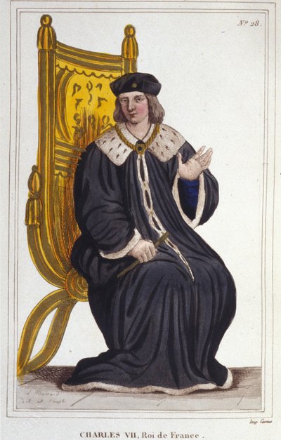 Portrait of Charles VII (1403 - 1461), King of France. Engraving of 1830 by Unknown artist