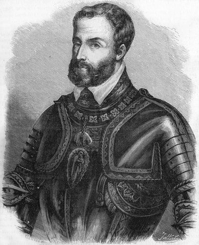 Portrait of Charles V, Emperor of the Holy Roman Empire. Engraving of the 19th century by Unknown artist