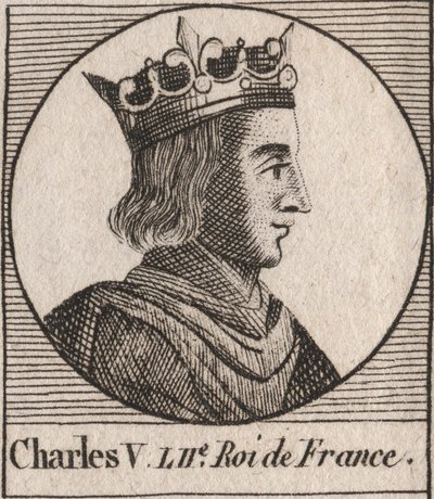 Portrait of Charles V the Wise (1338-1380), King of France - engraving from 