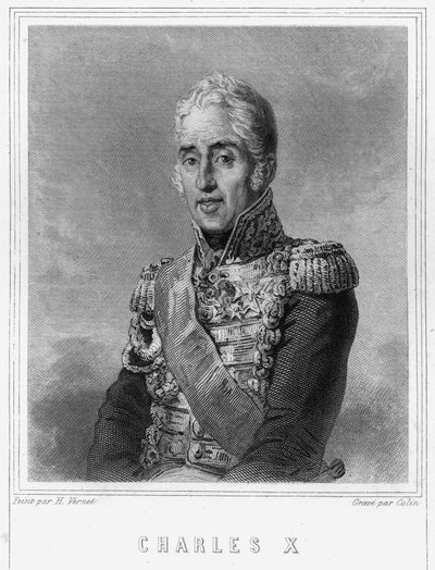 Portrait of Charles X (1757-1836), King of France - in “Histoire des Français” by Lavallée, engraving by Unknown artist