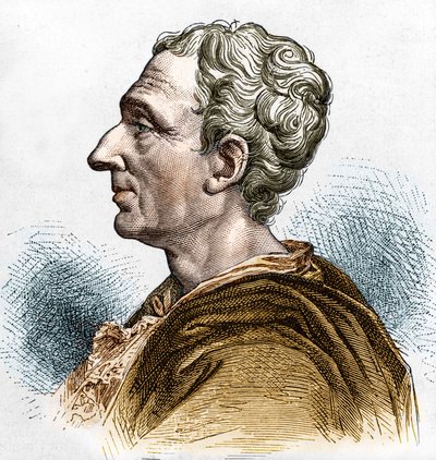 Portrait of Charles de Secondat (1689 - 1755), Baron De La Brède and Montesquieu. Engraving of the 19th century by Unknown artist