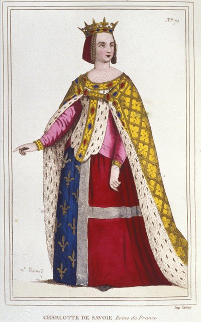 Portrait of Charlotte de Savoy 1445 -1483 Queen of France from 1461 to 1483 Bride to Louis XI (Le Prudent) in 1451 by Unknown artist