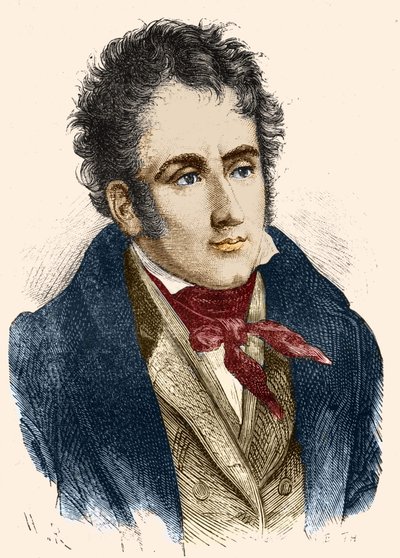 Portrait of Chateaubriand. Engraving 19th Century by Unknown artist