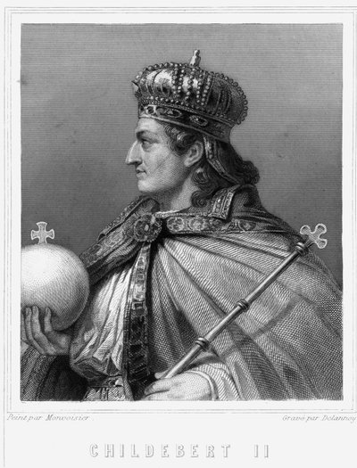 Portrait of Childebert II (v. 570 - 596), King of Austrasia - in 
