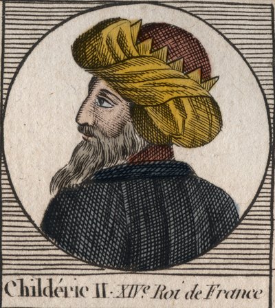 Portrait of Childeric II, King of the Franks from 670 to 673 - engraving from 