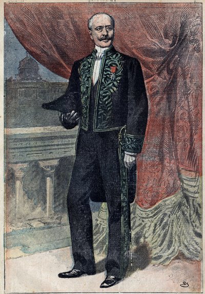 Portrait of Count Albert de Mun (1841-1914), a French politician, essayist and military man, when he entered the Academy Francaise on 10 March 1898. Illustration in “Le Pelerin” of March 20 by Unknown artist