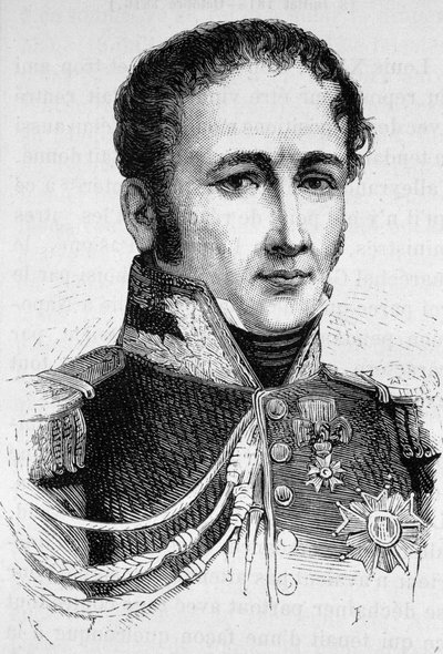 Portrait of Count Antoine Drouot (1774 - 1847). Engraving of the end of the 19th century in 