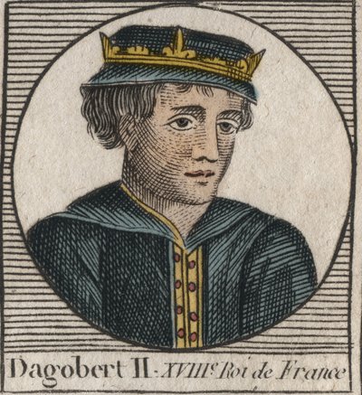 Portrait of Dagobert II, King of the Francs from 711 to 716 - engraving from 