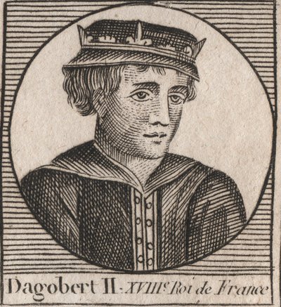 Portrait of Dagobert II, King of the Franks (676-679) - engraving from “Instruction sur l