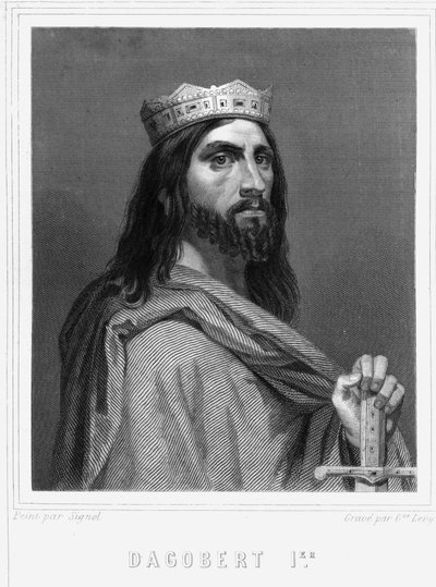 Portrait of Dagobert I, King of the Francs - in “Histoire des Français” by Lavallée, engraving by Unknown artist