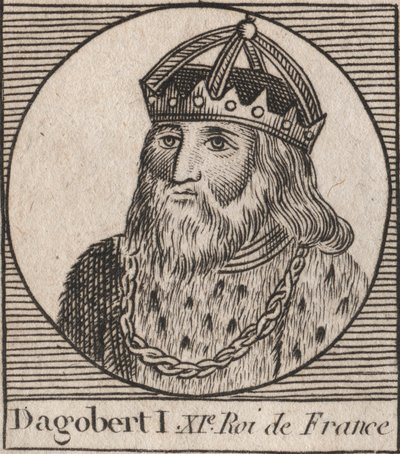 Portrait of Dagobert, King of the Franks from 628 to 638 - engraving from 