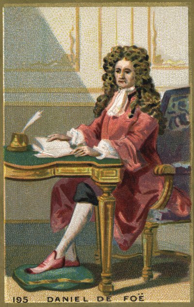 Portrait of Daniel Defoe (1660-1731), English poet, novelist, and journalist. Chromolithography of the 19th century by Unknown artist