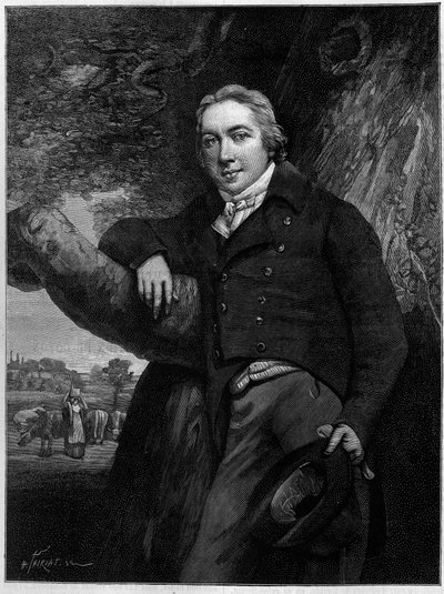 Portrait of Edward Jenner (1749-1823), English doctor and naturalist, inventor of smallpox vaccine. From a period engraving. Engraving in 