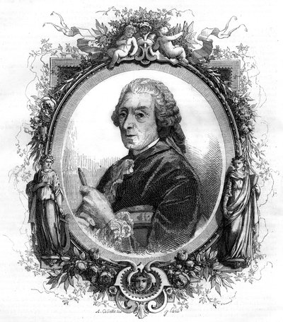 Portrait of English painter Francois Boucher (1703-1770) engraving 1858 by Unknown artist