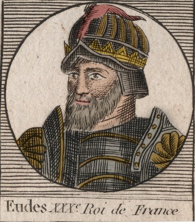 Portrait of Eudes (Odon) (c.860-898), Count of Paris and Troyes, then King of France (engraving from 
