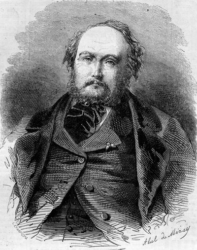 Portrait of Eugene Guinot (1812-1861), French journalist, novelist and playwright (engraving in 