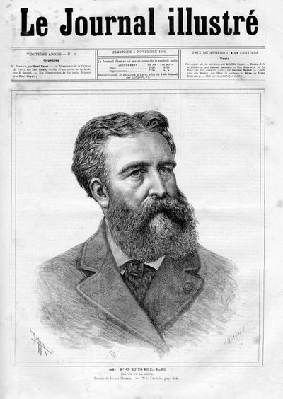 Portrait of Eugene Rene Poubelle (1831-1907), French civil servant and prefect of the Seine - Cover of 
